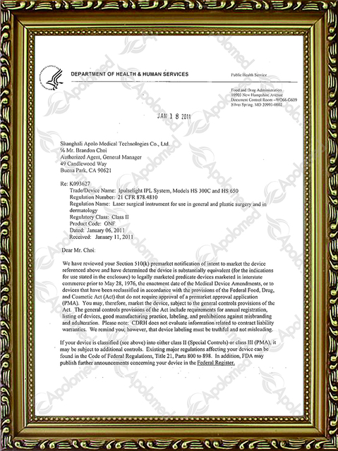Sistemi di trattamento Ipl - FDA