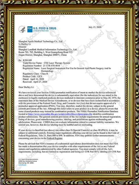 Sistema di terapia laser Co2 FDA statunitense