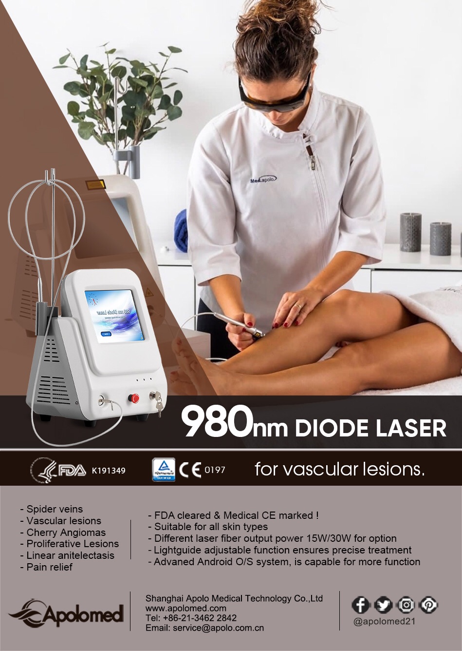 Dispositivo laser a diodi da 980 nm per rimozione vascolare