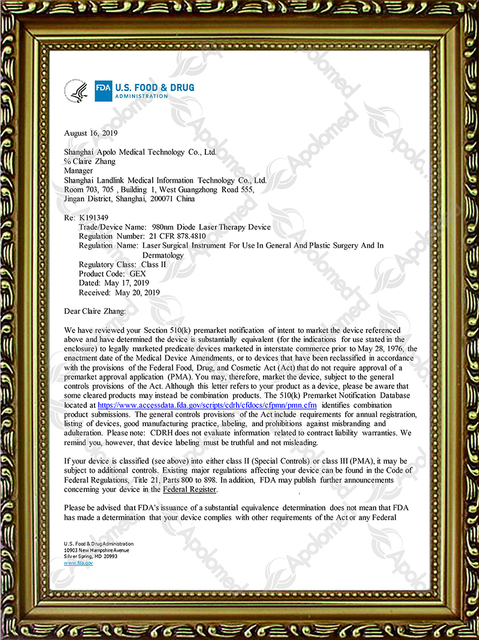 Dispositivo per terapia laser a diodi 980 nm FDA