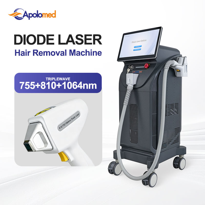 Apparecchiatura laser a diodi a 3 lunghezze d'onda approvata dalla FDA per la depilazione laser permanente verticale