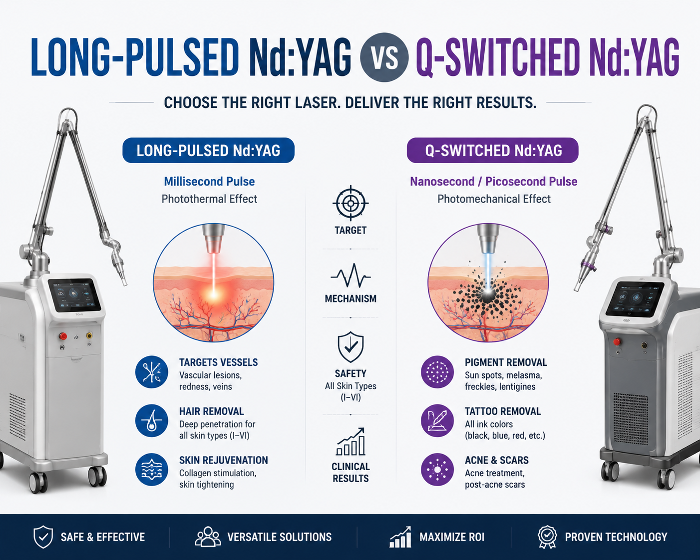 Nd:YAG a impulso lungo e Nd:YAG Q-Switched: quando utilizzarli ciascuno?