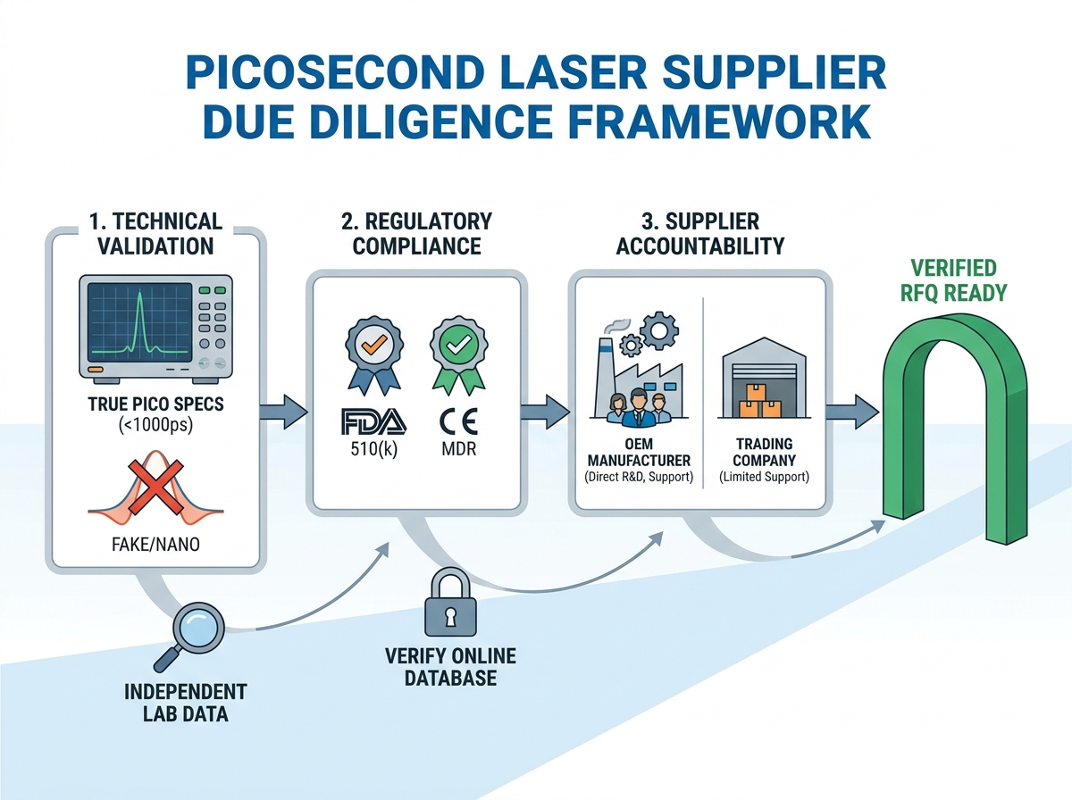 Il team di approvvigionamento della clinica esegue la due diligence su una macchina laser a picosecondi